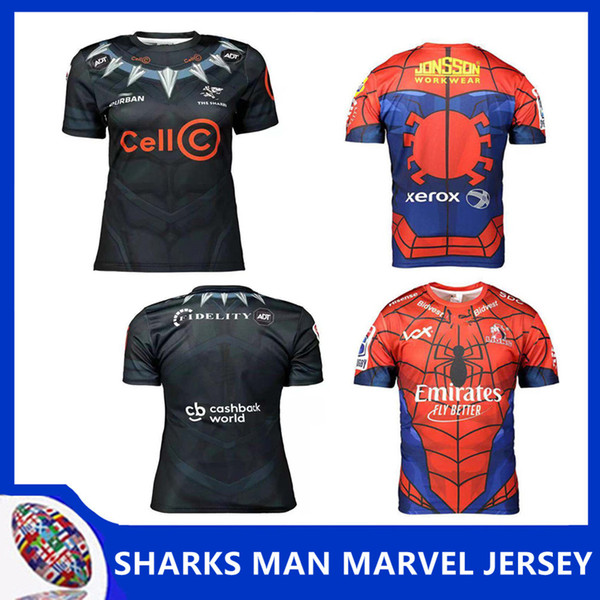 2019 SHARKS IRON MAN MARVEL JERSEY New Zealand Top America Thailand quality RWC NRL Super RUGBY home and away rugby jerseys size S-XL-3XL