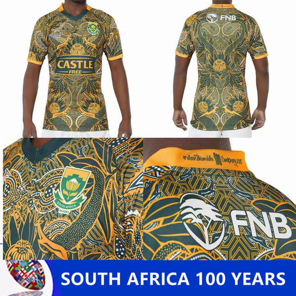 2019 South Africa 100 YEARS JERSEY 2018 2019 South Africa Home and away Jersey shirt Springboks South African national team rugby size S-3XL