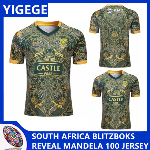 SOUTH AFRICA BLITZBOKS REVEAL MANDELA 100 JERSEY South African national team rugby jerseys shirts 100th Anniversary jersey s-3xl