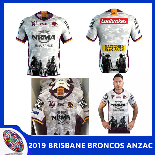 2019 NRL RUGBY JERSEY BRISBANE BRONCOS 2019 ANZAC JERSEY NRL National Rugby League 2019 Brisbane Broncos Home Jersey Rugby size S - 3XL