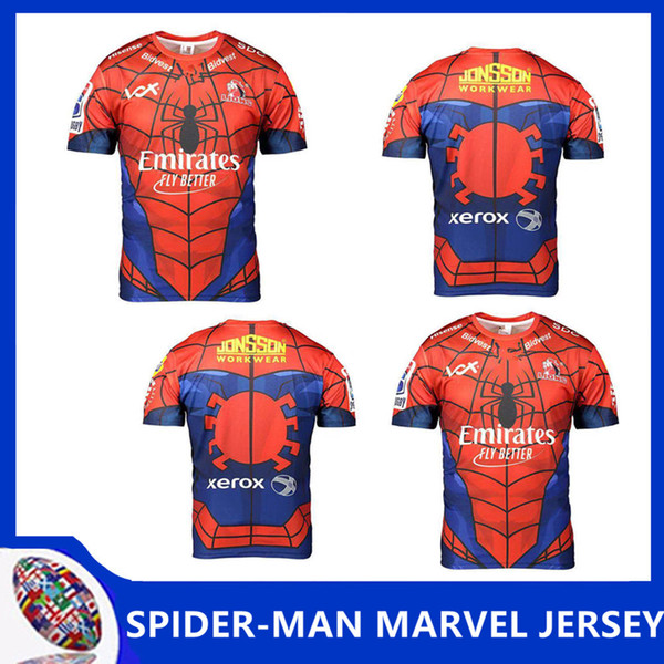 2019 Lions SPIDER-MAN MARVEL JERSEY New Zealand Top America Thailand quality RWC NRL Super RUGBY home and away rugby jerseys size S-XL-3XL