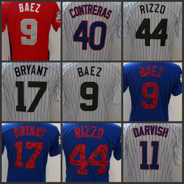 Chicago Cubs Mens jerseys 9 Javier Baez 44 Anthony Rizzo 17 Kris Bryant 11 Yu Darvish Women Youth Baseball Jersey