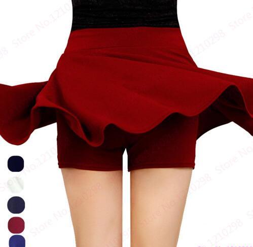 2018 Women Summer Short Skirts High Waist Pleated Sport Skirts Leisure Mini Skirts With Safety Pants Red Blue Black Femininas Saias