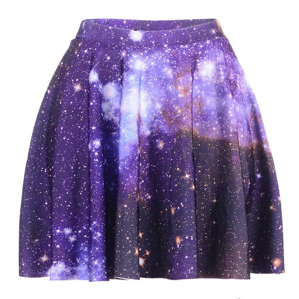 Blue Galaxy Women Sexy Pleated Skirts Tennis Bowling Bust Shorts Skirts Girls Blue Sky Female Fitness Sport Apparel A Style