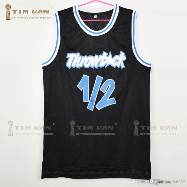 STEENBERGEB Anfernee Penny Lil Penny 1/2 Black Basketball Jersey All Stitched All Sewn-Red