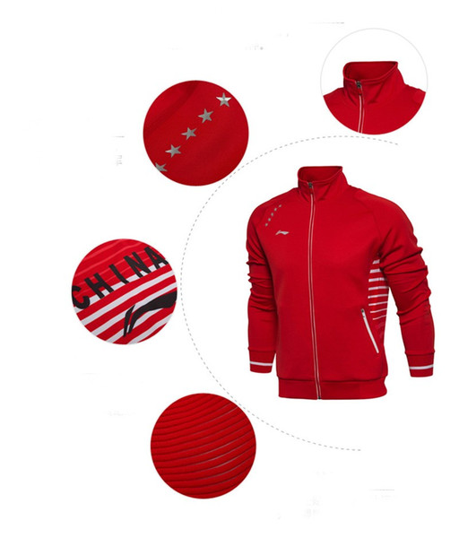 Wholesale-2016 CHINA Team Men Badminton Jacket Lining Solid Color Design 