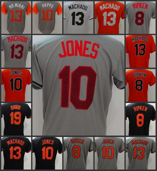 Baltimore Orioles Men Jersey #10 Adam Jones 19 Chris Davis 8 Cal Ripken 13 Manny Machado Woman Youth Stitched Jerseys