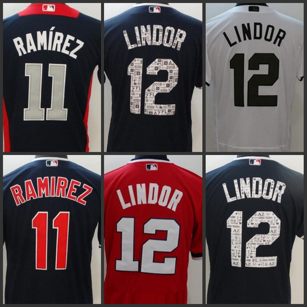 Cleveland Men's Indians Jersey 11 Jose Ramirez 12 Francisco Lindor Women Youth Baseball jerseys