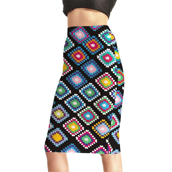 Popular Women Sexy High Waist Midi Skirts Tennis Bowling Skirts Slim Elastic Digital Print New Hot Female Party Apparel S to 4XL