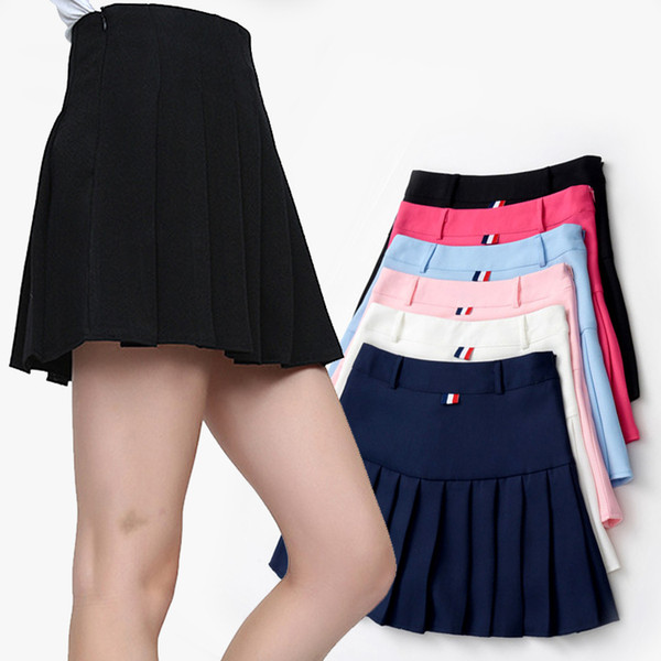 2018 Summer pleated skirts fashion women vintage high waist skirts short pleated tennis skirt japanese college students wind slim skirt