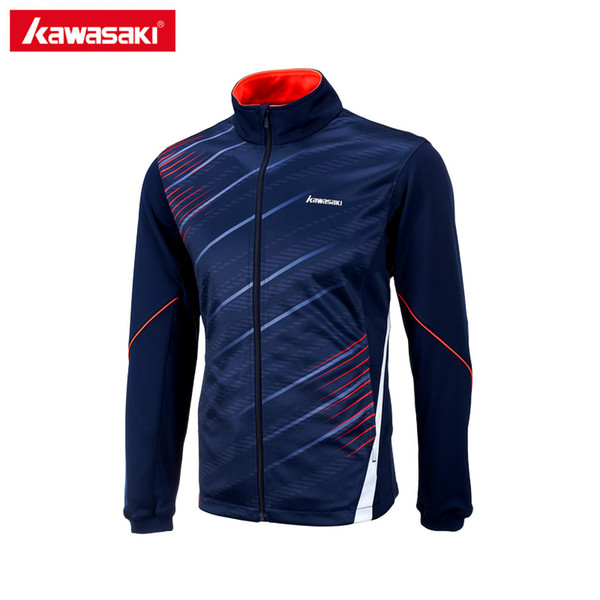 Kawasaki Brand Autumn Mens Sports Jackets Polyester Fitness Gym Tennis Jacket Breathable Quick Dry Blue JK-17181