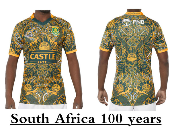 2019 South Africa 100 YEARS JERSEY South Africa rugby jerseys shirt Springboks South African national team Home Jersey size S-2XL--3XL