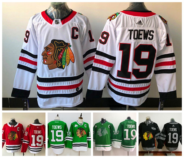 2019 Mens 19 Jonathan Toews Chicago Blackhawks Hockey Jerseys Stitched Embroidery Blackhawks Jonathan Toews White Red Green Hockey Jersey