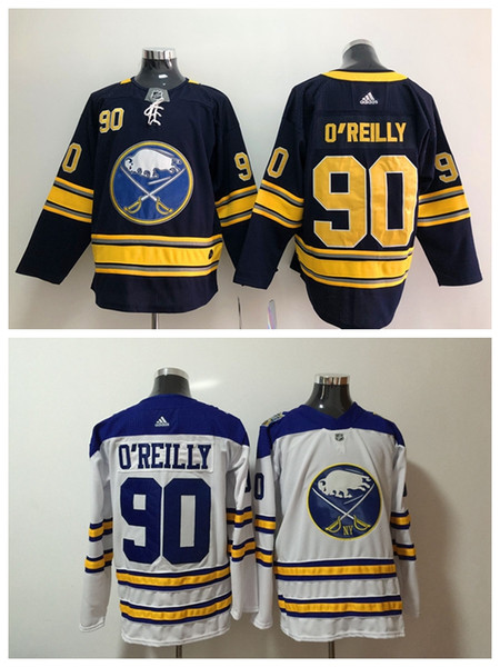 2019 Mens 90 Ryan O'Reilly Buffalo Sabres Hockey Jersey Stitched Embroidery Sabres Ryan OReilly Home White Navy blue Ice Hockey Jersey