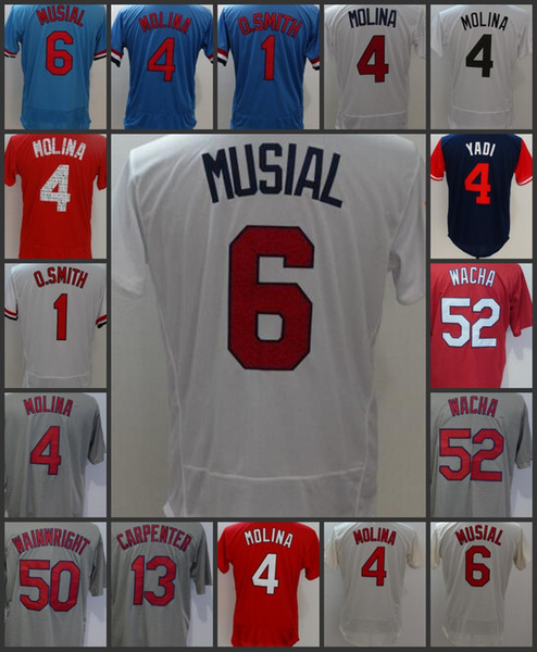 St. Louis Cardinals Men jerseys #6 Stan Musial 4 Yadier Molina 13 Matt Carpenter 50 Adam Wainwright Woman Youth Stitched jersey