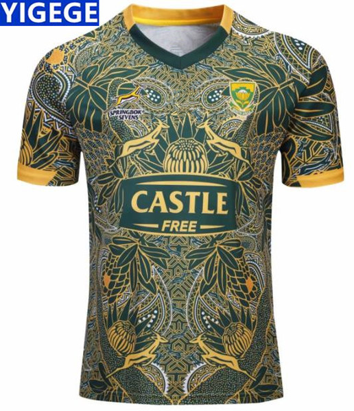 2019 South Africa 100 YEARS JERSEY 2018 2019 Mens South Africa Fan 7s Home Rugby Shirt Springboks South African rugby size S-3XL