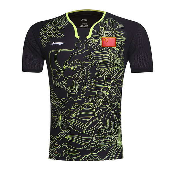 Li-Ning Men's China table tennis shirts with Chinese flag , ping pong t-shirts , table tennis jerseys