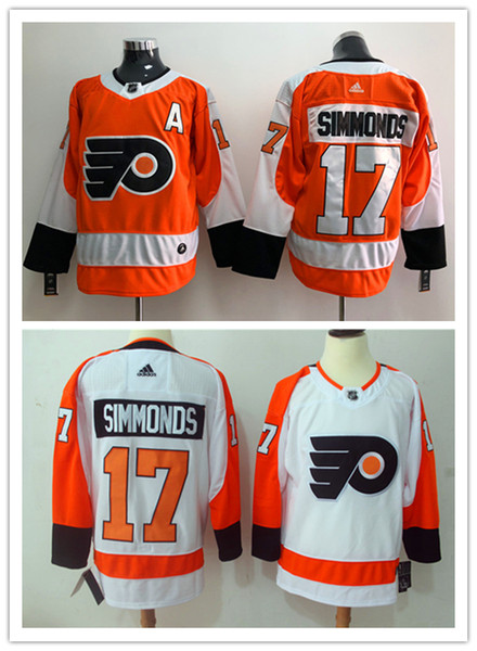 2019 New Mens 17 Wayne Simmonds Philadelphia Flyers Hockey Jerseys Stitched Embroidery Flyers Wayne Simmonds White Orange Ice Hockey Jerseys