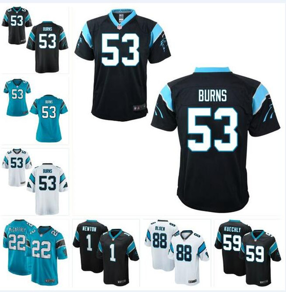 53 Brian Burns Cam Newton Panthers Jersey Christian McCaffrey Luke Kuechly Greg Olsen Will Grier custom american football jerseys shirts 4xl