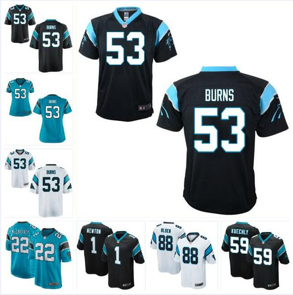 53 Brian Burns Cam Newton Panthers Jersey Christian McCaffrey Luke Kuechly Greg Olsen Will Grier custom american football jerseys teams mens