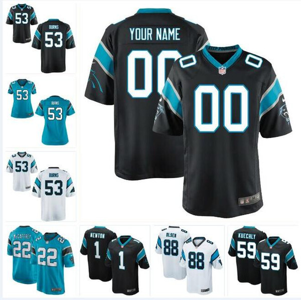 53 Brian Burns Cam Newton Panthers Jersey Christian McCaffrey Luke Kuechly Greg Olsen Will Grier custom american football jerseys First time