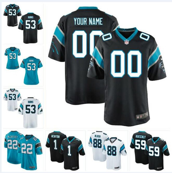 53 Brian Burns Cam Newton Panthers Jersey Christian McCaffrey Luke Kuechly Greg Olsen Will Grier custom american football jerseys fashion