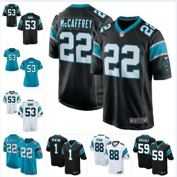 53 Brian Burns Cam Newton Panthers Jersey Christian McCaffrey Luke Kuechly Greg Olsen Will Grier custom american football jerseys First Pick