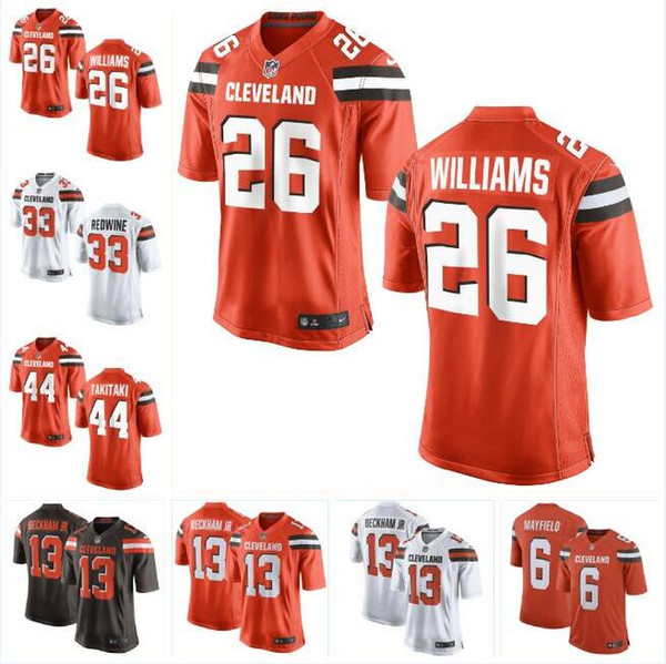 Odell Beckham Jr Browns Jersey Baker Mayfield Bernie Kosar David Njoku Nick Chubb Myles Garrett custom american football jerseys kids mens