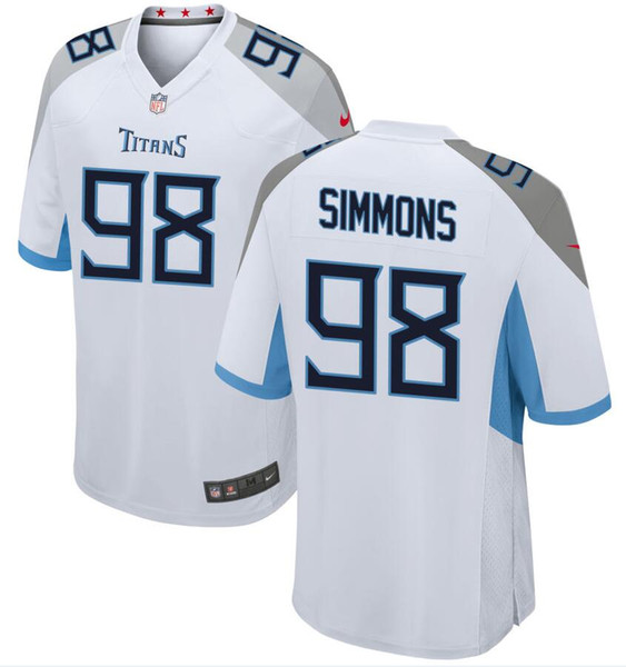 #98 Jeffery Simmons Titans Jersey Marcus Mariota Taylor Lewan Kevin Byard Aj Brown Kevin Byard custom american football jerseys white 4xl