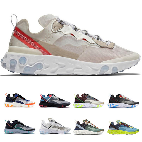 Epic React Element 87  Running Shoes For Men Women Triple White Black Blue Designer Undercover X Breathable Trainers Sports Sneakers