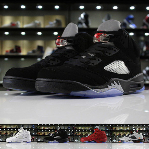 High Quality 5 5s Basketball Shoes Black Metallic 3M Reflect Black Grape Oreo Men 5s Red Suede CDP White Cement Sneakers