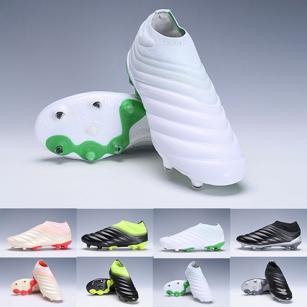 2019 Best Mens Copa 19+ 19.1 FG AG Mens Women Soccer Shoes Champagne Solar Green Football Shoes Cleats Scarpe Calcio Trainers 38-45