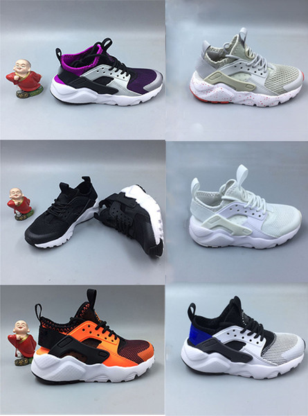 Cute Kids Air Huarache Sneakers Shoes For Boys Grils Authentic All White Children's Trainers Huaraches Sport Running Shoes Size 28-35