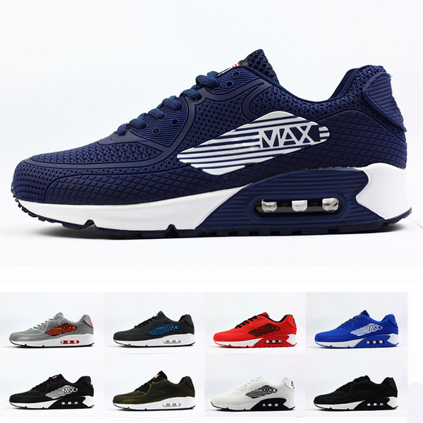 2018 New off 90 Mens Sneakers Kpu Running Shoes For Men Classic 90s Sports Red Navy Blue Cushion Trainers Zapatos