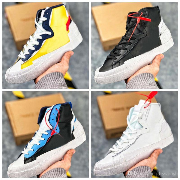 Designer Sacai x Overlapping Dunk Blazers Mid Casual Shoes Women Mens Trainers Toki Slip Txt Sports Skate Avant-garde Trailblazers Sneakers