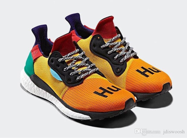 2018 Pharell Williams Human Solar Hu Glide ST Boost Multicolor Running Shoes Men Women Human Solar Hu Glide White Black Sport Sneaker