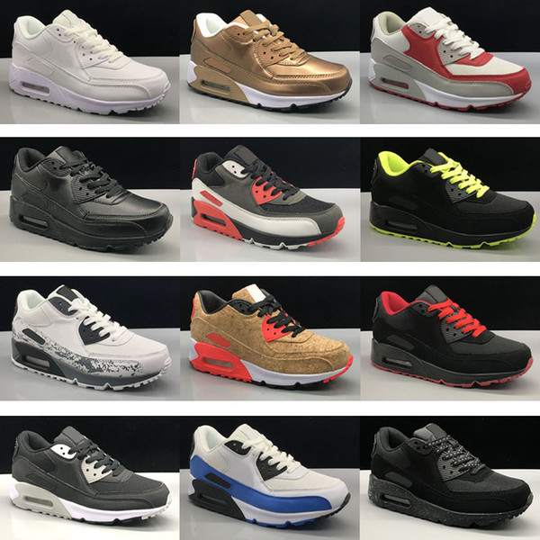 Mens Sneakers Shoes classic 90 Men and women Running Shoes Black Red White Sports Trainer Air Cushion Surface Breathable Sports Shoes 36-46