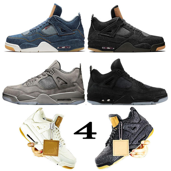 Denim LVS Jeans flight White Blue Black Travis Scott KAWS X 4s Men Basketball Shoes IV OFF oilers Women sneakers trainers designer shoes