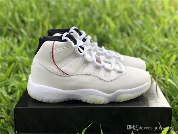 2018 New Release 11 Platinum Tint 11S Red Gery Men Basketball Shoes Authentic 378037-016 Real Carbon Fiber Sneakers With Box