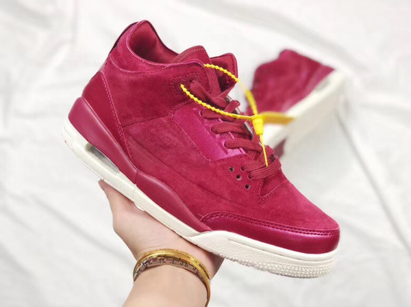 Newest Women's 3 Bordeaux Sail 3S Real Suede Basketball Shoes For Women Authentic Best Quality Sports Sneakers Bordeaux AH7859-600