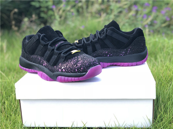 2018 Authentic 11s Low Basketball Shoes Purple Men Women J11 Real Carbon Fiber Sneakers Think 1 AR5149-005 Size36-40