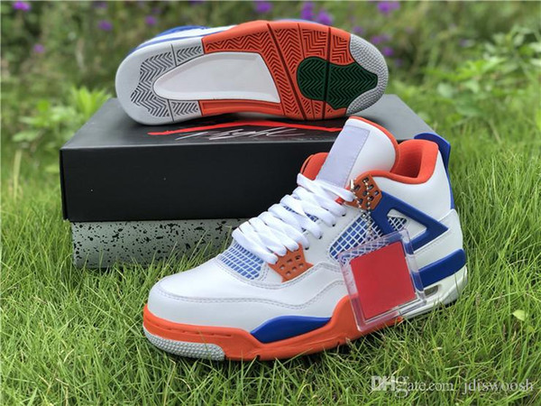 2018 Released 4 Travis Scott 4s White Blue Orange Basketball Shoes For Men Sports Sneakers Authentic Quality 308497-171 Size40-47.5