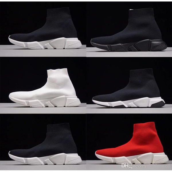 High Quality Original 2018 Women Men Sock Running Shoes Black Red Speed Trainer Sports Sneakers Top Boots Casual Shoe Mens 36-45