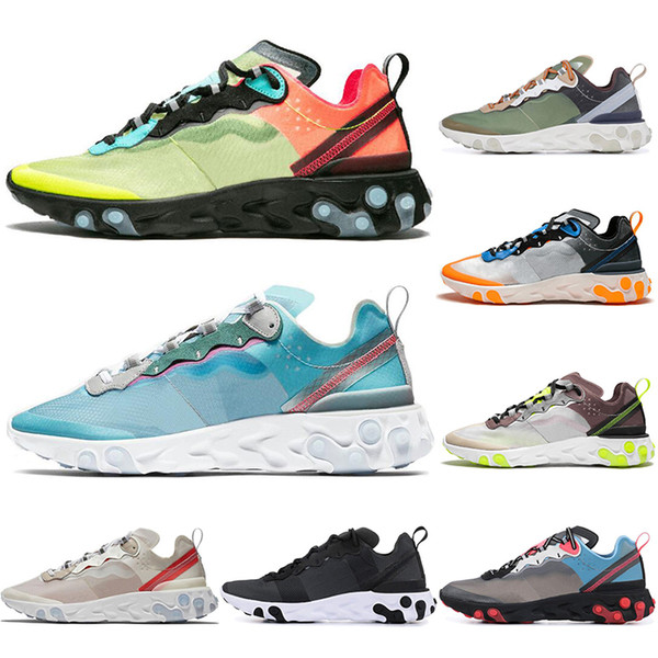 React Element 87 55 Undercover Men Running ShoesRoyal Tint Green Stripe Black Mens Trainers Women Runner Designer Shoes Sport Sneakers