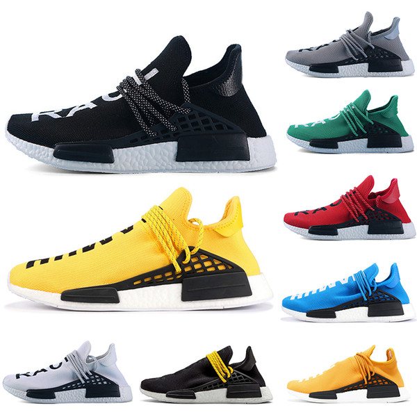 Human Race Designer Sneakers trail Running Shoes Men Women Pharrell Williams HU Runner Yellow Black White Red Green Grey blue sport 36-45