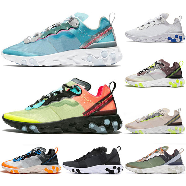 2019 React Element 87 55 Undercover Men Running Shoes For Women Designer Sneakers Sports Mens Trainer Shoes Sail Light Bone Royal Tint 36-45