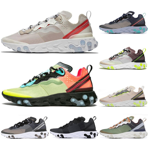 React Element 87 55 Undercover Men Running Shoes Women Designer Sneakers Sports Mens Trainer Shoes Sail Light Bone Royal Tint total orange