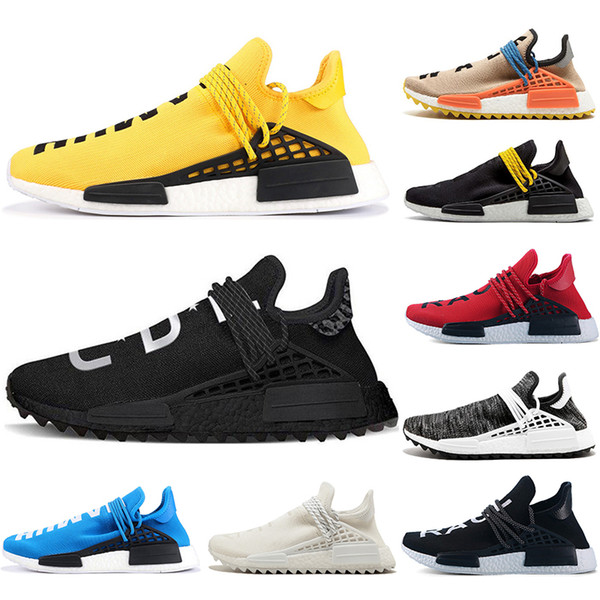 Human Race Hu trail x pharrell williams Designer Sneakers men women running shoes Nerd Pale Solar Pack Afro Holi Blank Canvas mens trainers