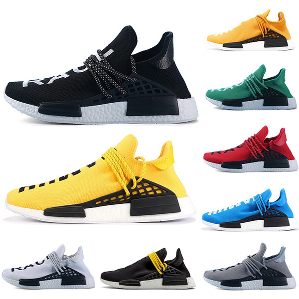 Human Race Designer Sneakers trail Running Shoes Men Women Pharrell Williams HU Runner Yellow Black White Red Green Grey blue sport