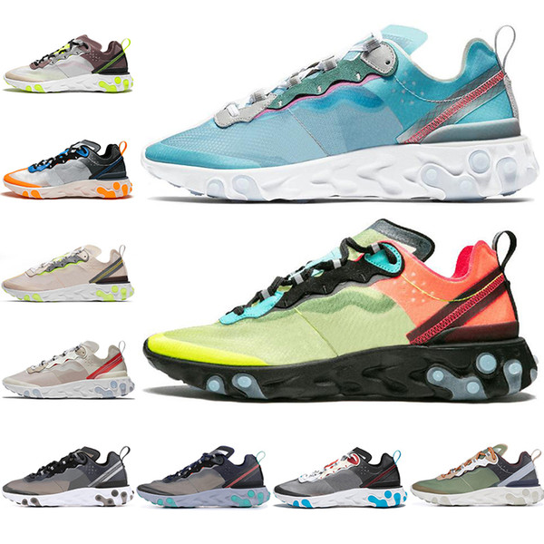 React Element 87 55 Undercover Men Running ShoesRoyal Tint Green Stripe Black Mens Trainers Women Runner Designer Shoes Sport Sneakers 36-45